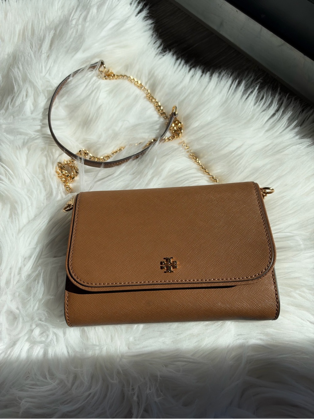 Tory Burch Emerson Chain Wallet Crossbody- Brown